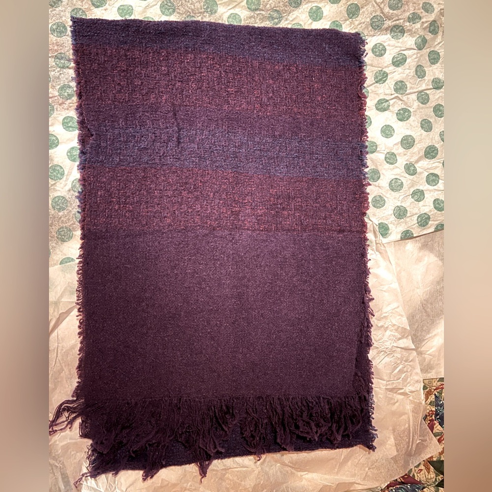92” indigo purple lambswool scarf.  Made in Ireland